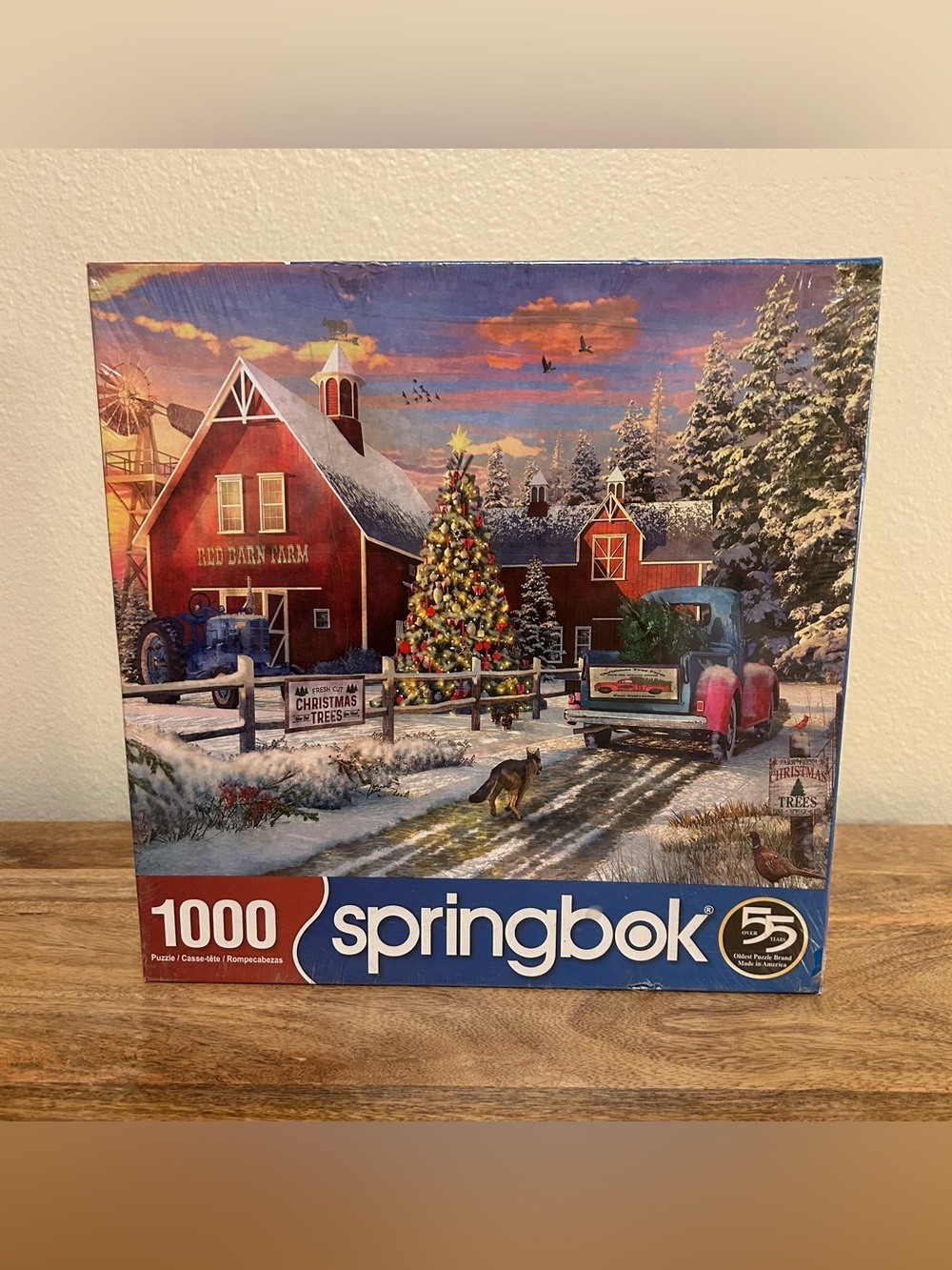 Springbok 1000-Piece Red Barn Tree Farm  Holiday Puzzle • NIB Sealed